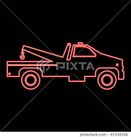 Neon breakdown truck red color vector illustration image flat style Neon breakdown truck red color vector illustration image flat style 85148306