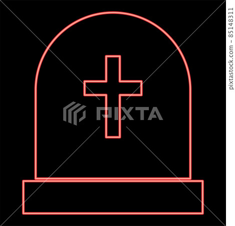 Neon tomb stone red color vector illustration image flat style Neon tomb stone red color vector illustration image flat style 85148311