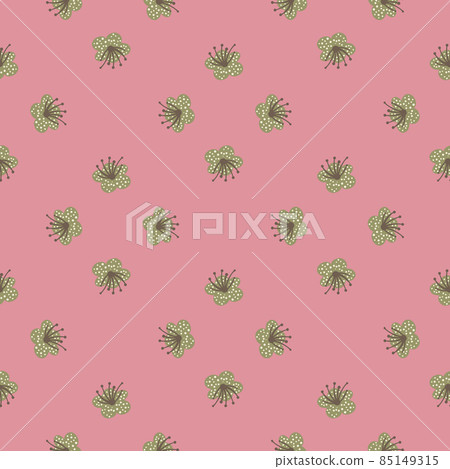 Seamless pattern spring plants on pink... - Stock Illustration ...