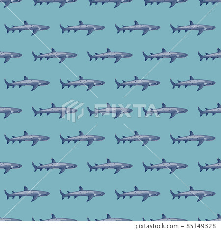 Reef shark seamless pattern in scandinavian style. Marine animals background. Vector illustration for children funny textile. Reef shark seamless pattern in scandinavian style. Marine animals background. Vector illustration for children funny textile. 85149328