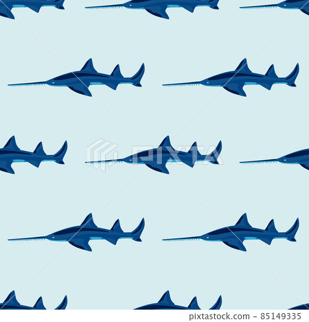 Saw shark seamless pattern in scandinavian style. Marine animals background. Vector illustration for children funny textile. Saw shark seamless pattern in scandinavian style. Marine animals background. Vector illustration for children funny textile. 85149335
