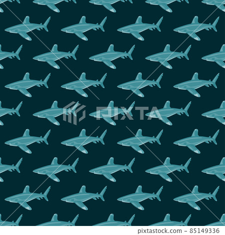 Oceanic whitetip shark seamless pattern in scandinavian style. Marine animals background. Vector illustration for children funny textile. Oceanic whitetip shark seamless pattern in scandinavian style. Marine animals background. Vector illustration for children funny textile. 85149336