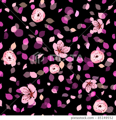 Pink flower petals. Sakura flowers Seamless background. Vector illustration 85149552