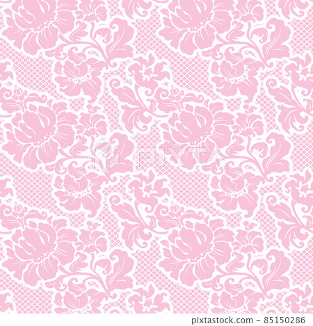 Ornamental beauty lace pink background, floral pattern 85150286