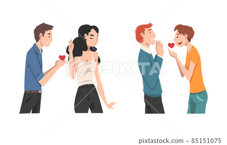 Man and Woman Experiencing Unrequited Love Feeling Vector Set Man and Woman Experiencing Unrequited Love Feeling Vector Set 85151075