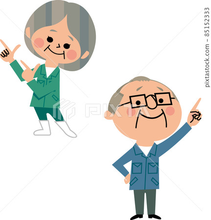 Elderly worker pointing a finger 85152333