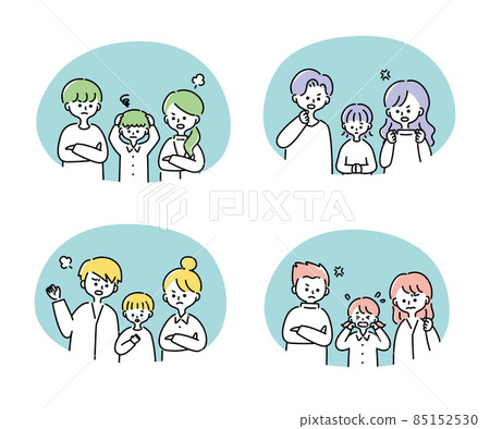 Illustration set of children who get angry with their parents Illustration set of children who get angry with their parents 85152530