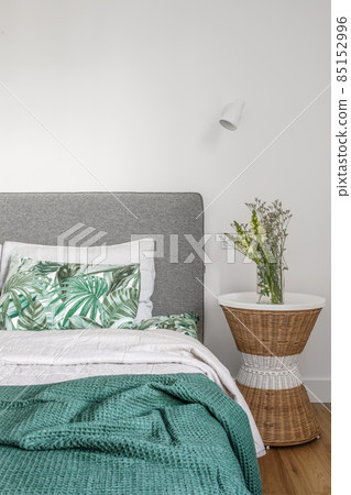 Emerald green elegant bedroom interior 85152996