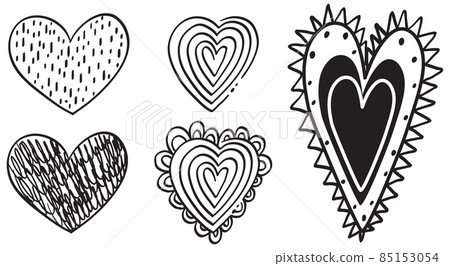 Set of different hearts in doodle style Set of different hearts in doodle style 85153054