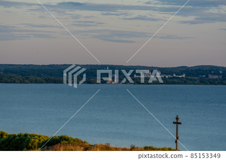 view of lake Pleshcheyevo on a sunny summer day view of lake Pleshcheyevo on a sunny summer day 85153349