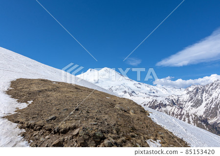 view of the snowy summit of Elbrus 85153420