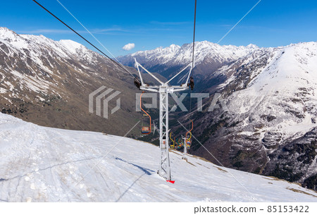 view of the ski lift on the side of the mountain view of the ski lift on the side of the mountain 85153422