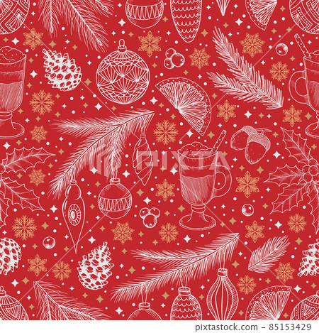Seamless vector pattern. Scandinavian Christmas illustration. Seamless vector pattern. Scandinavian Christmas illustration. 85153429
