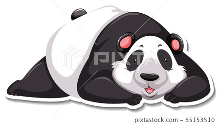Panda bear lying cartoon character sticker 85153510