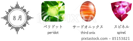 2021年增補/修改版8月生日石套裝矢量素材 85153821