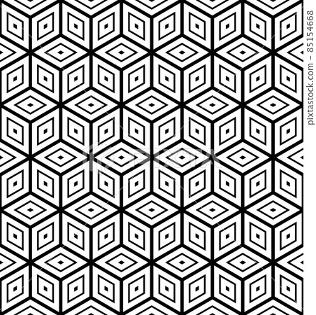Seamless geometric op art pattern with 3D illusion effect. Seamless geometric op art pattern with 3D illusion effect. 85154668
