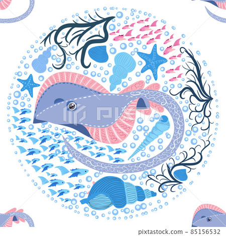 Batomorphi sea life, fish, animals bright seamless pattern. sea travel, snorkeling with animals, tropical fish 85156532