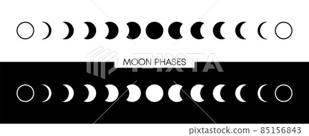 Moon phases astronomy icon collection on white... - Stock Illustration ...