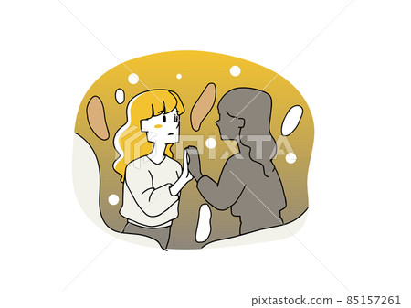 A woman staring at her inner self, her dark spiritual world, a loose line art concept art A woman staring at her inner self, her dark spiritual world, a loose line art concept art 85157261
