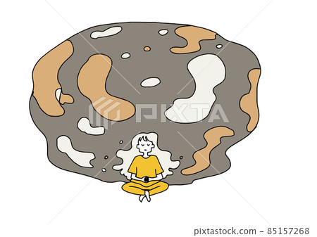 一個睡前潛入精神世界的女人。正念的概念藝術。一個線條鬆散的人。 85157268