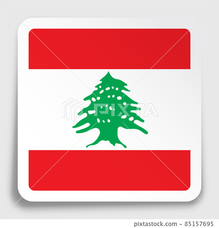 LEBANON flag icon on paper square sticker with shadow. Button for mobile application or web. Vector LEBANON flag icon on paper square sticker with shadow. Button for mobile application or web. Vector 85157695