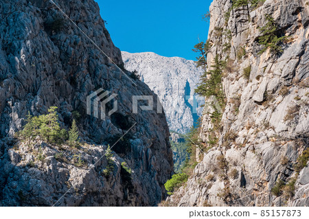 mountain gorge with steep limestone slopes in the Taurus Mountains, southern Turkey mountain gorge with steep limestone slopes in the Taurus Mountains, southern Turkey 85157873