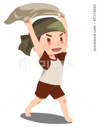 A man of a heat wave master fanning with a towel A man of a heat wave master fanning with a towel 85159082