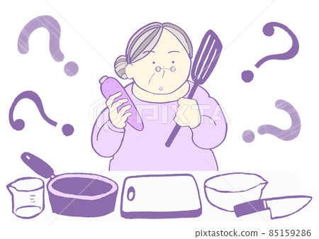 Dementia, executive dysfunction, an elderly woman who doesn't know how to cook, simple 85159286