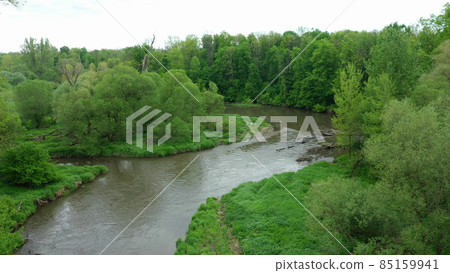 River delta river meander inland dron aerial video shot in floodplain forest and lowlands wetland swamp, quadcopter view flying fly flight show, protected landscape area of Litovelske Pomoravi River delta river meander inland dron aerial video shot in floodplain forest and lowlands wetland swamp, quadcopter view flying fly flight show, protected landscape area of Litovelske Pomoravi 85159941