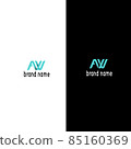 logo initials a and w, vector wave shape, glossy blue color. 85160369