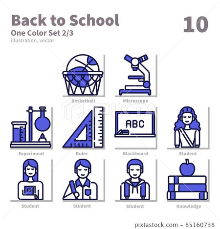 Back to School icons set, One Color, vector and illustration set 2 Back to School icons set, One Color, vector and illustration set 2 85160738