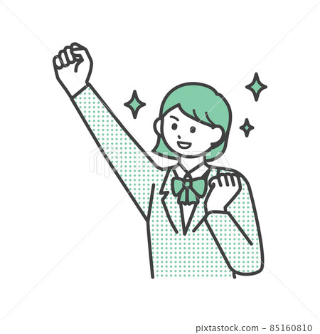 女學生做膽量姿勢的插畫素材 85160810