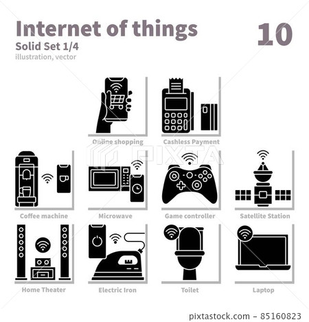 Internet of things icons set, Solid, vector and illustration set 1 85160823