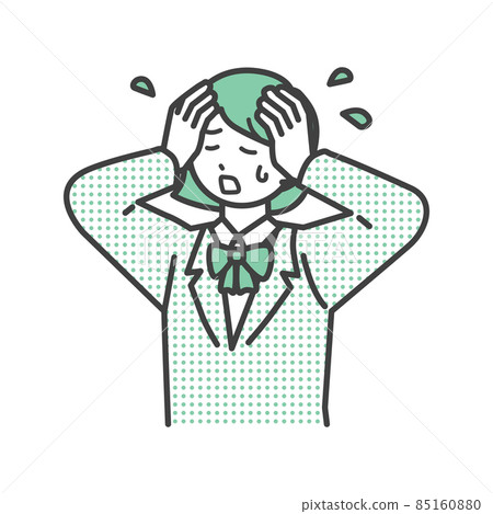 擔心抱頭的女學生插畫素材 擔心抱頭的女學生插畫素材 85160880