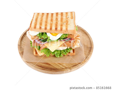 Tasty sandwich with chicken isolated on white 85161668