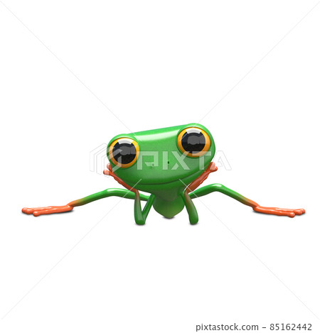 3D Illustration of a Green Frog on a Twine 3D Illustration of a Green Frog on a Twine 85162442