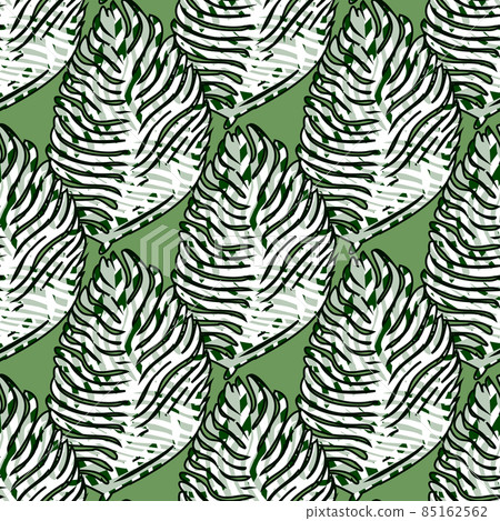 Palm leaf seamless pattern with hand drawn in... - Stock Illustration ...