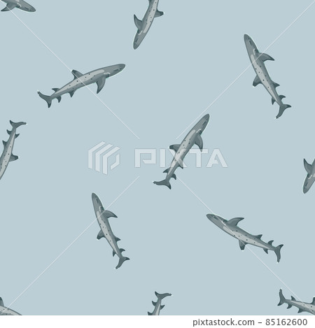 Reef shark seamless pattern in scandinavian style. Marine animals background. Vector illustration for children funny textile. Reef shark seamless pattern in scandinavian style. Marine animals background. Vector illustration for children funny textile. 85162600