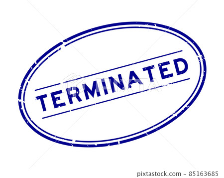 Grunge blue terminated word oval rubber seal stamp on white background Grunge blue terminated word oval rubber seal stamp on white background 85163685