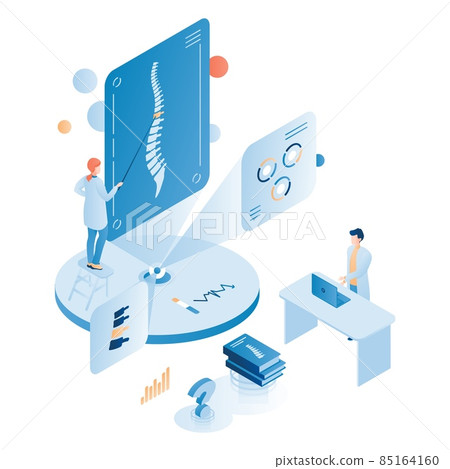 Online osteopathy medicine courses and training, vector isometric illustration. Chiropractic. Career, distance education 85164160