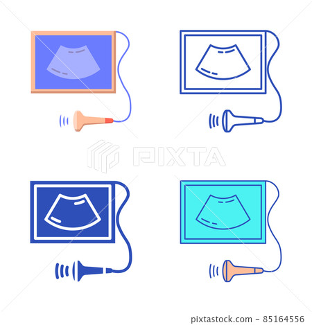Ultrasound scanner icon set in flat and line style Ultrasound scanner icon set in flat and line style 85164556