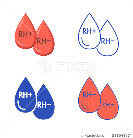 Rh factor icon set in flat and line style 85164557