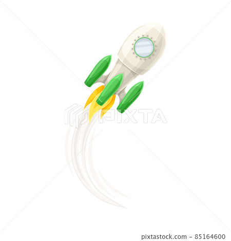 Rocket as Spacecraft with Engine Exhaust Flying in Space Vector Illustration Rocket as Spacecraft with Engine Exhaust Flying in Space Vector Illustration 85164600