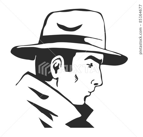 Portrait illustration of detective man in retro hat 85164677