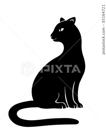 Black silhouette of a cat on a white background Black silhouette of a cat on a white background 85164721