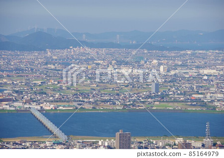 View of Naruto City and Awaji Island from Mt. Bizan, Tokushima Prefecture 85164979