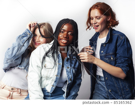 diverse multi nation girls group, teenage friends company cheerful having fun, happy smiling, cute posing isolated on white background, lifestyle people concept, african-american and caucasian diverse multi nation girls group, teenage friends company cheerful having fun, happy smiling, cute posing isolated on white background, lifestyle people concept, african-american and caucasian 85165362