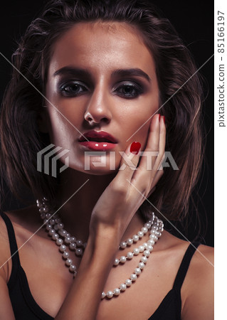 beauty young sencual woman with jewellery close up, luxury portrait of rich real girl, party makeup beauty young sencual woman with jewellery close up, luxury portrait of rich real girl, party makeup 85166197