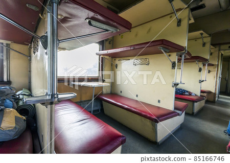 Vintage train interior with sleeping car seats Vintage train interior with sleeping car seats 85166746