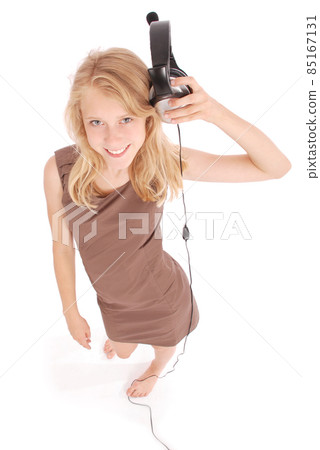 Lovely girl listening a music with headphones 85167131